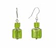 Earrings - E439 - Murano Style Glass - Square Style ~ Lime Green