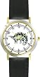 Stegosaurus Dinosaur Animal - WATCHBUDDY&reg; DELUXE TWO-TONE THEME WATCH - Arabic Numbers - Black Leather Strap-Size-Large ( Men's Size or Jumbo Women's Size )