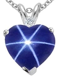 Tommaso Design (tm) Created Star Sapphire and Genuine Diamond Heart Pendant