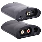 TV Digital Optical Coax to Analog Stereo RCA Audio Converter Adapter 24Bit/192KHz, Includes NEW 6ft Optical Cable