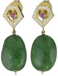 Ron Hami "Secret Blossom" Yellow Gold Tsavorite and Pink Sapphire Drop Earrings