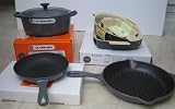 Review Le Creuset  / LE CREUSET 6 PIECE COOKWARE SET GRANITE, 26cm Cast Iron Oval Grillit, 23cm oval