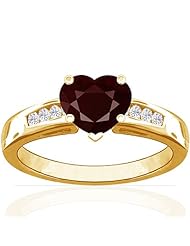14K Yellow Gold Heart Cut Ruby Ring With Sidestones