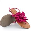 Women's Slingback Flat Thong Flower Sandals Fuchsia , 5-10
