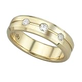 3 Diamond Men's Band 1/4 ct. Bezel Set in 14K Yellow Gold