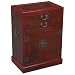 Antiqued Floral Wine Cabinet-Red