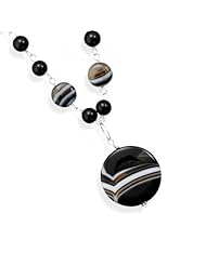 MMA Silver - Banded Black Onyx Necklace