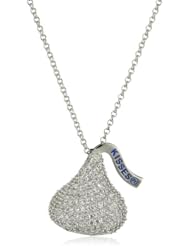 Hershey Jewelry Sterling Silver with CZ Large Flat Back Shaped Pendant