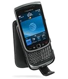 PDair Leather Case for Blackberry Torch 9800 - Flip Type (Black)