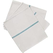 San Jamar 703HB Cotton Extra Large Green Striped Heavyweight Herringbone Towel, 28" Length x 20" Width (Pack of 12)