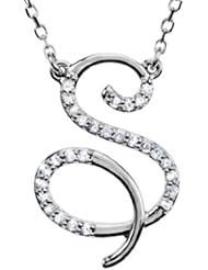 Letter S Diamond Initial Necklace in Sterling Silver