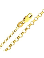 14K Yellow Gold 2.1mm Classic Rolo Cable Chain Necklace with Lobster Claw Clasp