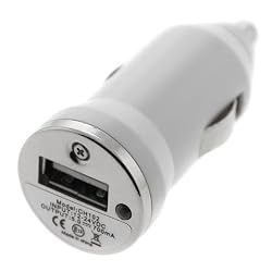 GTMax Mini USB Car Charger Vehicle Power Adapter - White for Apple iPhone 4 4G 16GB / 32GB 4th Generation