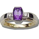 .11 CT 7X5 BARRELL CUT AMETHYST TWOTONE RING