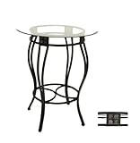 Metal Counter Height Pub Table with Glass Top in Black/ Gold Finish