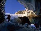 Glaciologist Descends Into a Sub-Glacial River Cave Photographic Poster Print by Gordon Wiltsie, 16x12