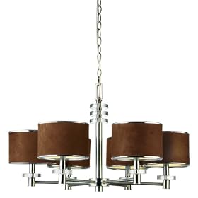Eurofase 15862-013 Savvy 6-Light Chandelier, Satin Nickel/Brown