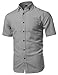 Youstar Basic Short Sleeve Button Up Shirt Gray Size L
