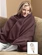 Sunbeam Fleece Throw Royal Cuddle Up Electric Heated Warming Heating Blanket, Dark Brown