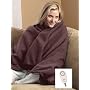 Sunbeam Fleece Throw Royal Cuddle Up Electric Heated Warming Heating Blanket, Dark Brown