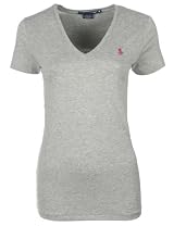 Ralph Lauren Womens T-Shirt V-Neck Light Grey Marl