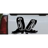 8in X 5.3in Black -- Cowboy Boots Western Car Window Wall Laptop Decal Sticker by Rad Dezigns