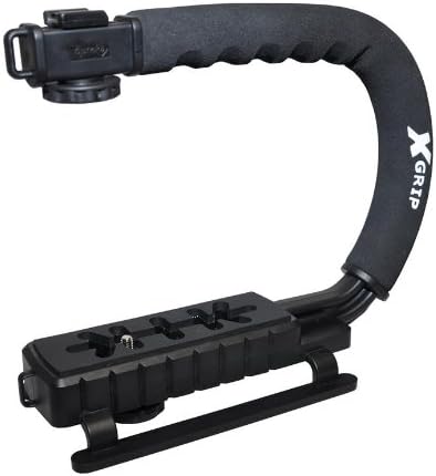 Opteka X-Grip Professional Camera/Camcorder Action Stabilizing Handle with Accessory Shoe for Flash, Mic, or Video Light (Black)