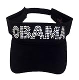 President Barack Obama Sun Visor with Silver Rhinestuds; Black, White or Pink (Collectible Novelty Item)