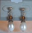 Freshwater Pearl w/Topaz Swarovski Crystal Earrings
