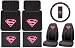 Supergirl Shield DC Comics 7pc Combo Set Front & Rear Car Floor Mats, Seat Covers & Steering Wheel Cover Plus Bonus Matching Decal