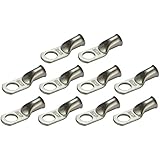 TEMCO 10 Lot 4 AWG Ring 3/8" Hole Terminal Lug Tin Plated Copper Uninsulated Gauge
