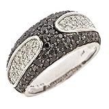 Black and White diamond ring with 14k white gold (1.3 cttw)