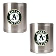 Oakland Athletics 2pc Stainless Steel Can Holder Set- Primary Logo MLB Baseball