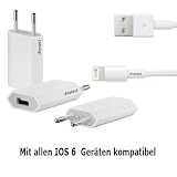 iProtect Premium Zubeh�r SET mit USB Datenkabel / Ladekabel / Connector + Netzteil / Charger / Slimcharger f�r iPhone 5 G, iPod Touch 5G, iPod Nano 7G - mit neuem 8 Pin Anschluss - in WEISS / wei� / whitevon "iprotect"