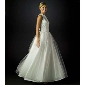 Wedding Dress Gown - White Beaded Bridal Gown, Informal 