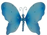 Hanging Nylon Butterfly Decorations - nursery bedroom wedding party shower room wall dcor - 5 Blue Emily