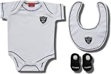 Officially licensed Oakland Raiders logo embroidered 3-piece ensemble for infants - 3 - 6 Months