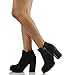 Soda Women's Daily Faux Nubuck Leather Side Zipper Ankle Bootie Heel
