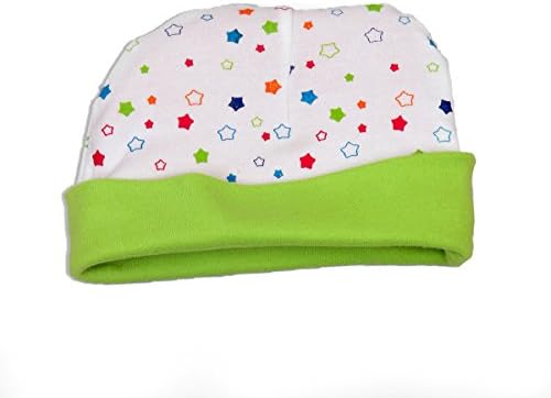 Cutie Bees Organic and Non-Toxic, Baby Girls Reversible Hat, Pink with Twinkle Stars, 0-3 Months