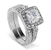 Sterling Silver Cubic Zirconia Engagement Band 2 Set Rings Size 9