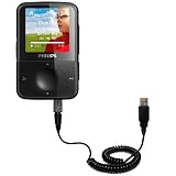 Coiled USB Cable for the Philips Gogear Vibe with Power Hot Sync and Charge capabilities - uses Gomadic TipExchange Technology