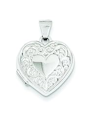 14K White Gold Heart Locket Photo Pendant Jewelry |A