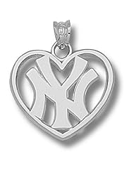 New York Yankees "Ny" Heart Pendant - Sterling Silver