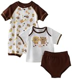 Babyworks Baby-Boys Newborn 3 Piece Romper Set, Brown, 3-6 Months
