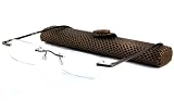 Able Vision Tube Readers Reading Glasses - LPR25 Gunmetal with Snake Leather Case by Able Vision