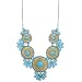 ZAD Beautiful XX-Large Gold Metal Turquoise Glass Bead Medallion Bib Necklace