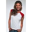 Bella Ladies' Cotton Rib Tee w/Contrast Cap Sleeve