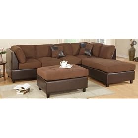 Sofa Sectional Set (Chaise Right) with Ottoman in Chocolate - F7621