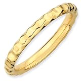 Sterling Silver Stackable Expressions Gold-plated Hammered Ring