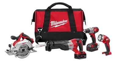 Milwaukee 2691-24 18-Volt Compact Drill, Sawzall Reciprocating Saw, Circular Saw and Worklight Combo Kit